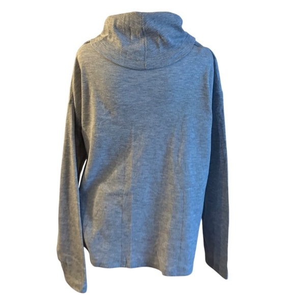 Michael Kors Gray Waffle Knit Pullover Sweater M Cowl Neck Long Sleeve Cozy - Picture 4 of 6